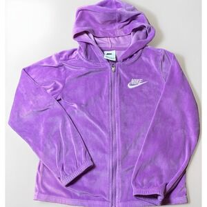 Nike Girls 6X Velour Purple Lavender Full Zip Hoodie Jacket Soft